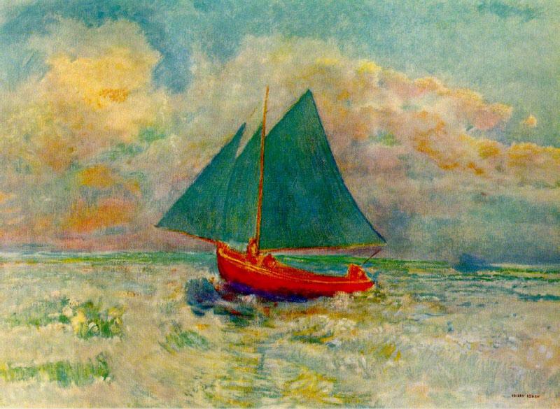 Odilon Redon Red Boat with a Blue Sail China oil painting art